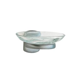 Smedbo CS342 Wall Mounted Clear Glass Soap Dish with Brushed Chrome Holder from the Cabin Collection